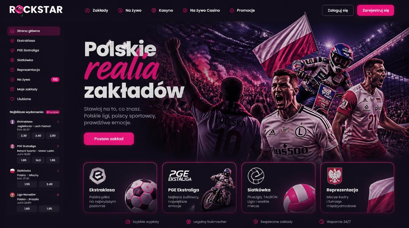 Interfejs kasyna z polskimi rozgrywkami sportowymi